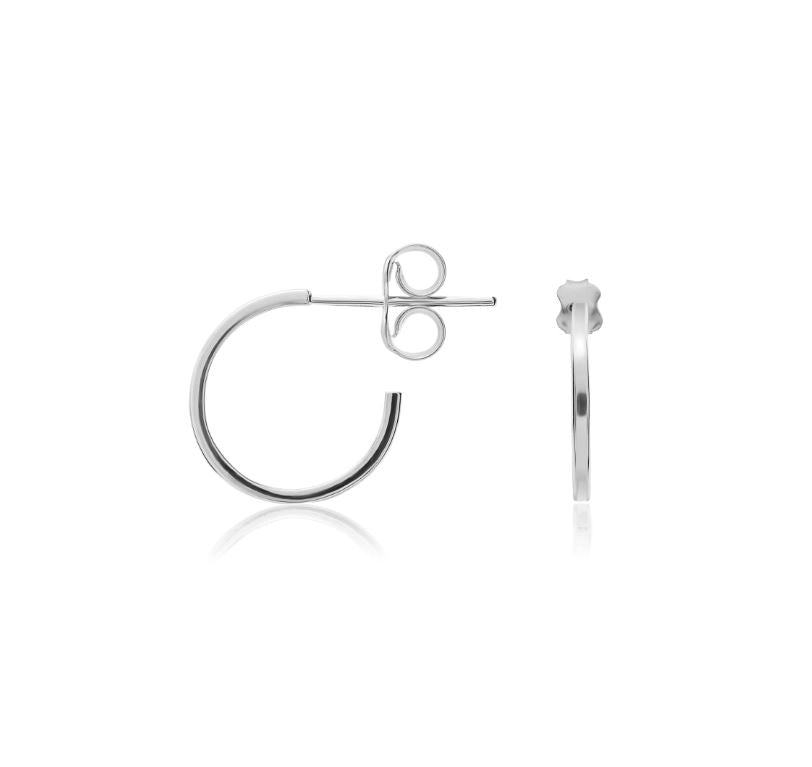 9ct White Gold Square Tube Hoop Earrings with Peg and Scroll Fittings – 12x1mm