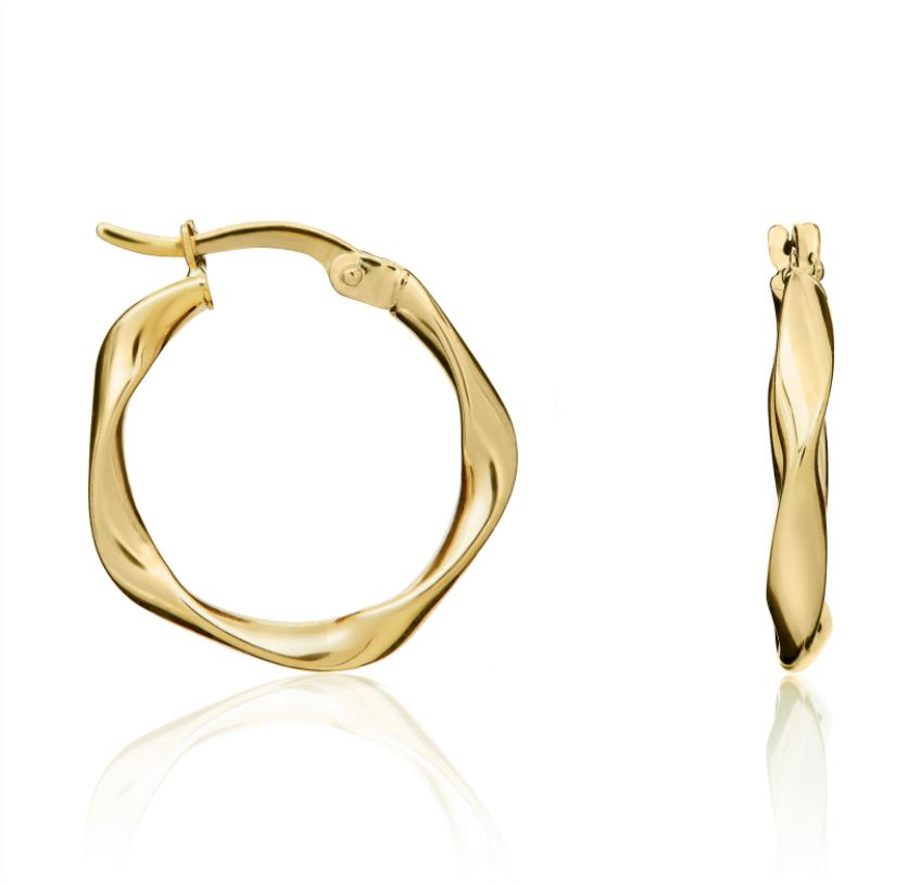 9ct Yellow Gold Loose Twist Hoop Earrings – 20mm
