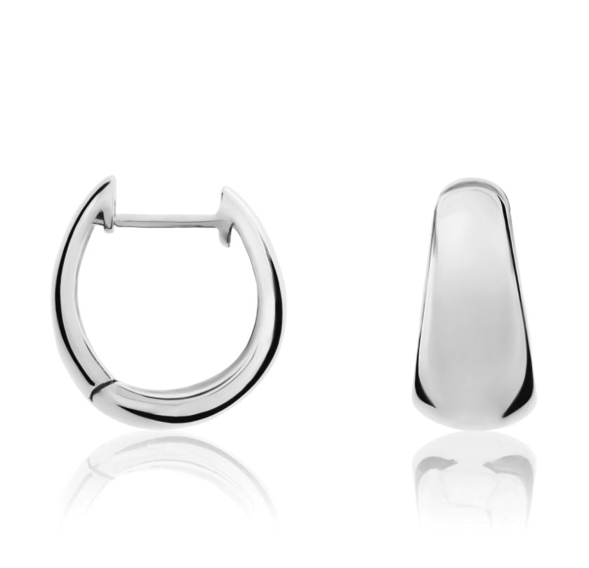 9ct White Gold Polished Tapered Huggie Earrings – 14.5x15mm