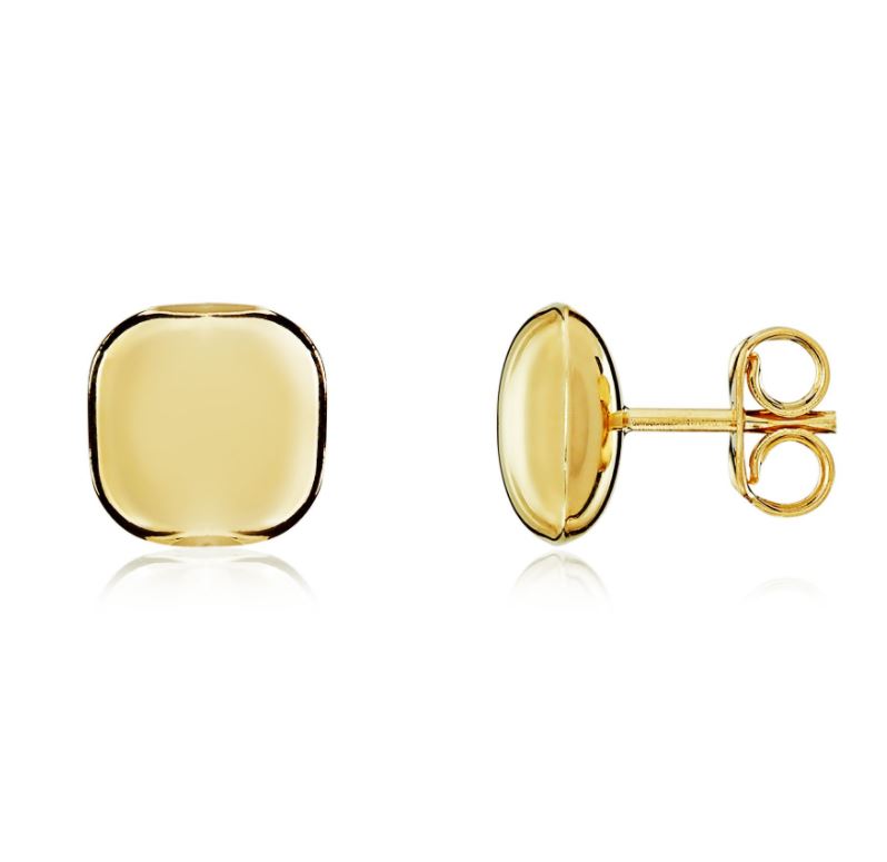 9ct Yellow Gold Polished Cushion Stud Earrings - 8mm