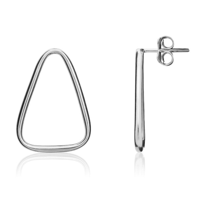 9ct White Gold Open Triangle White Gold Stud Earrings — 20mm