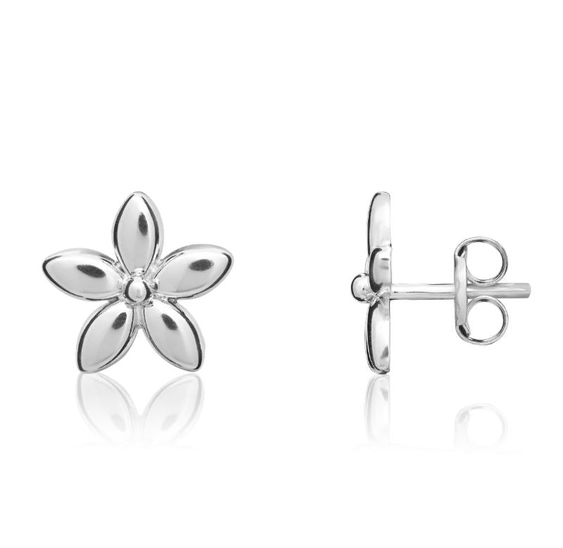 9ct White Gold Daisy Stud Earrings — 9mm