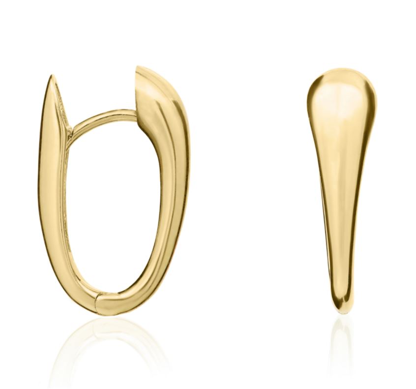 9ct Yellow Gold Polished Tapered Huggie Earrings – 17x2mm