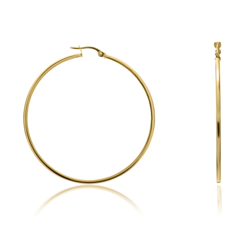 9ct Yellow Gold Square Tube Hoop Earrings – 48x1.5mm
