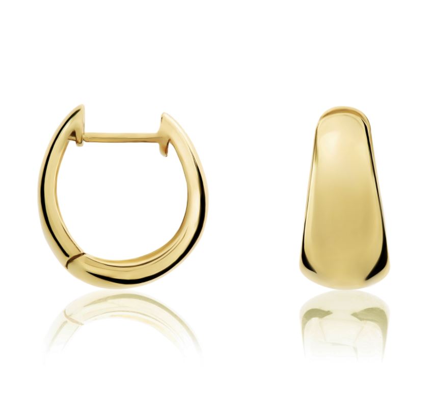 9ct Yellow Gold Polished Tapered Huggie Earrings – 14.5x15mm