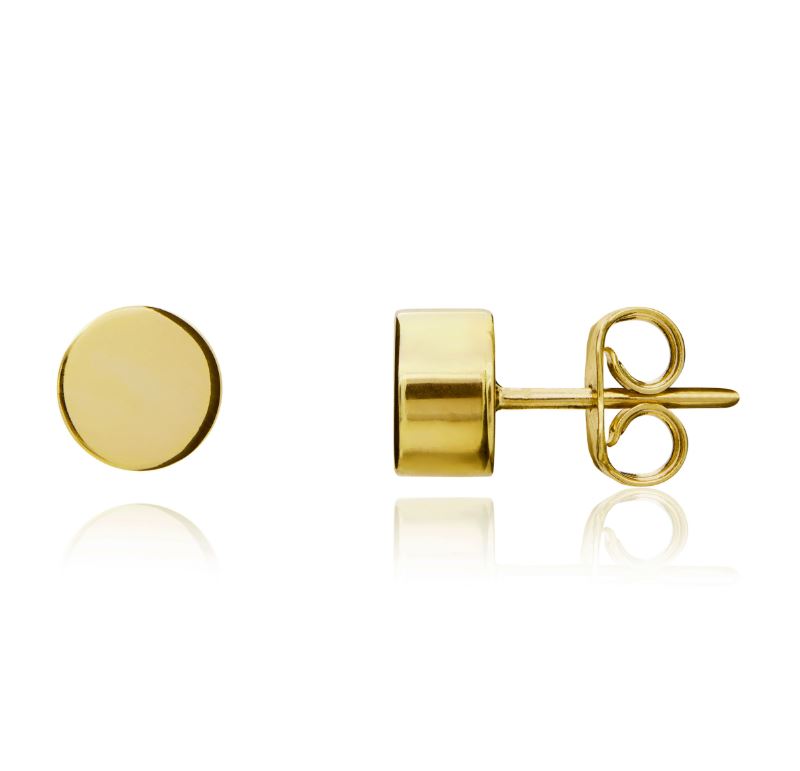 9ct Yellow Gold Polished Circle Gold Earrings - 6mm
