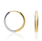9ct Two Tone White and Yellow Gold Huggy Hoop Earrings — 15x3mm