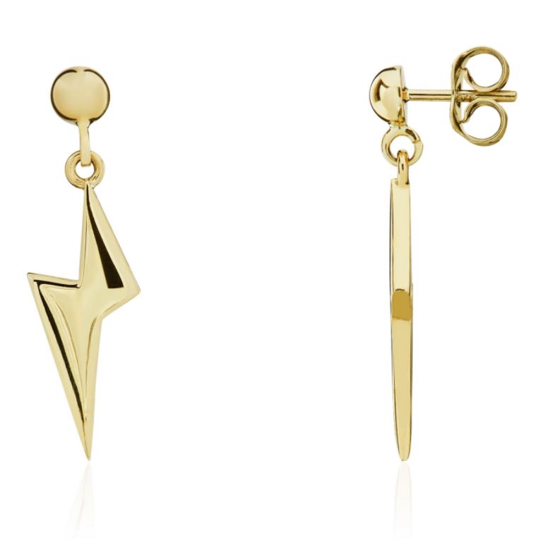 9ct Yellow Gold Lightening Drop Earrings