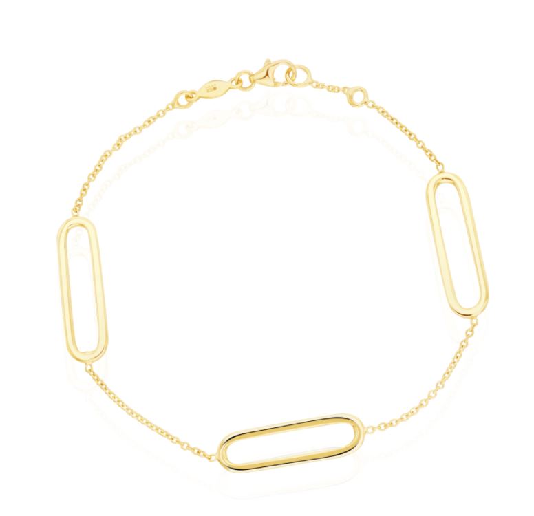 9ct Yellow Gold Polished Open Oval Bracelet — 7.5"/19cm