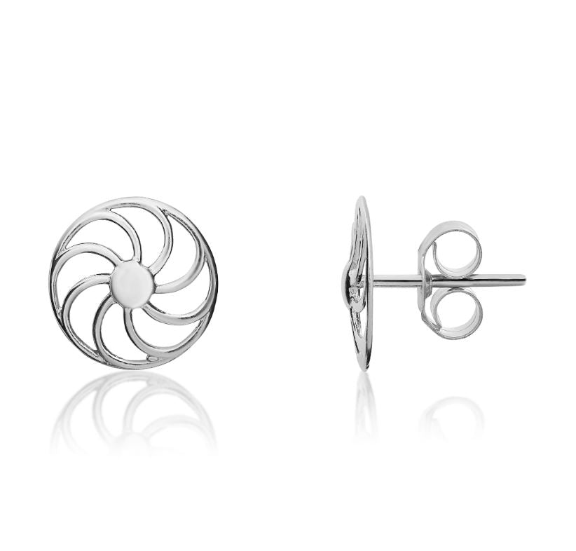 9ct White Gold Cartwheel Stud Earrings — 10mm