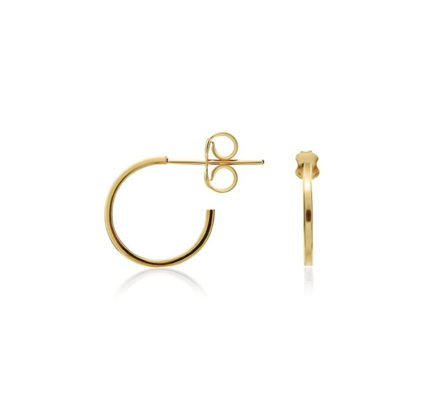 9ct Yellow Gold Square Tube Hoop Earrings with Peg and Scroll Fittings – 12x1mm