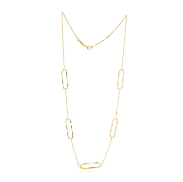 9ct Yellow Gold Polished Open Oval Necklace — 18"/45cm