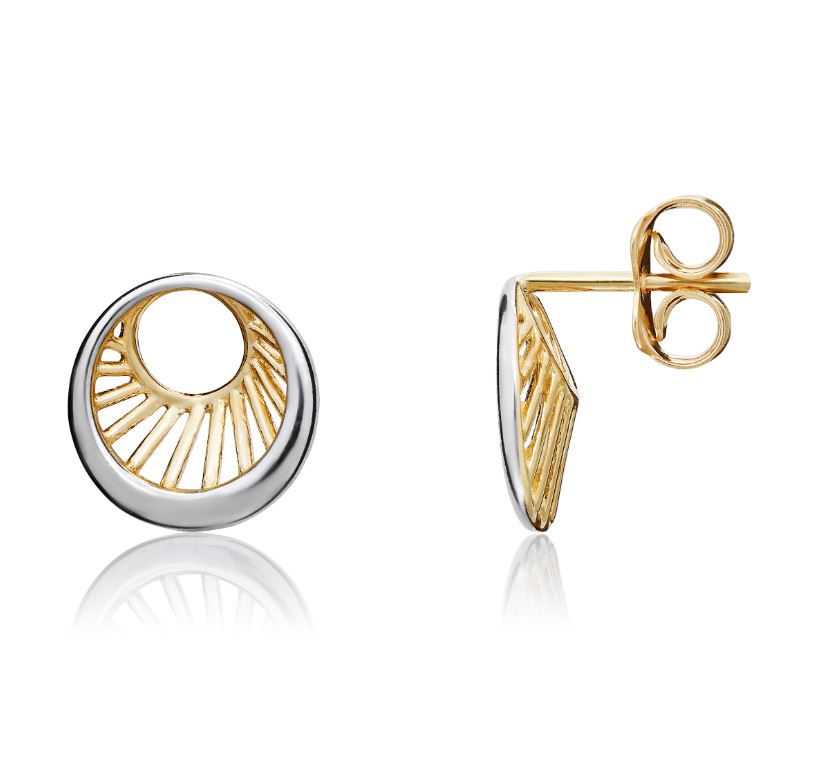 9ct Yellow and White Gold ‘Eye’ Stud Earrings — 9.5mm