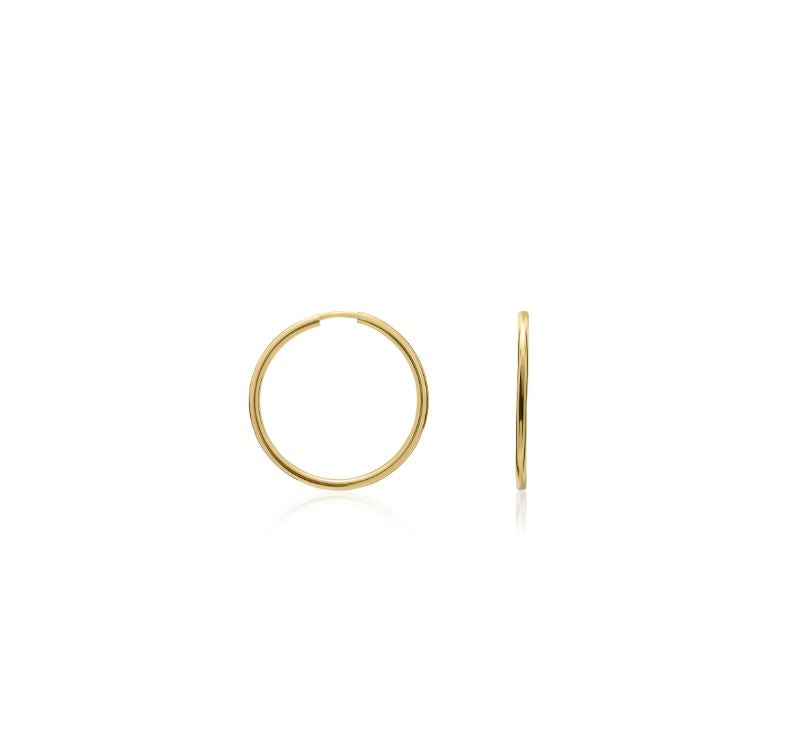 9ct Yellow Gold Thin Sleeper Hoop Earrings – 24x1.5mm