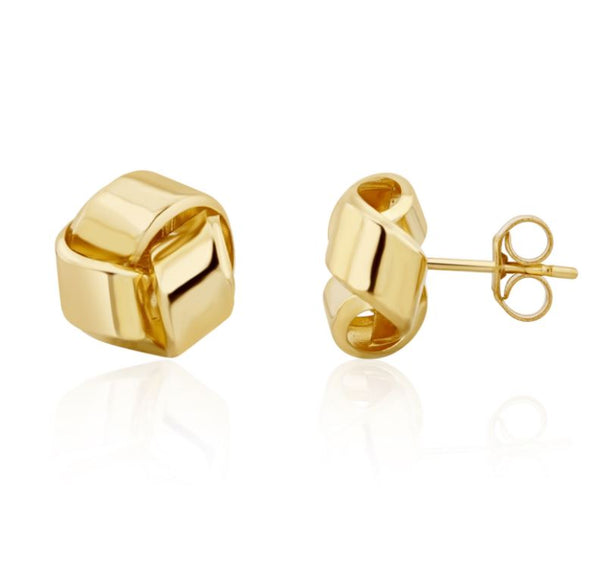 9ct Yellow Gold Polished Classic Knot Stud Earrings — 9.5mm
