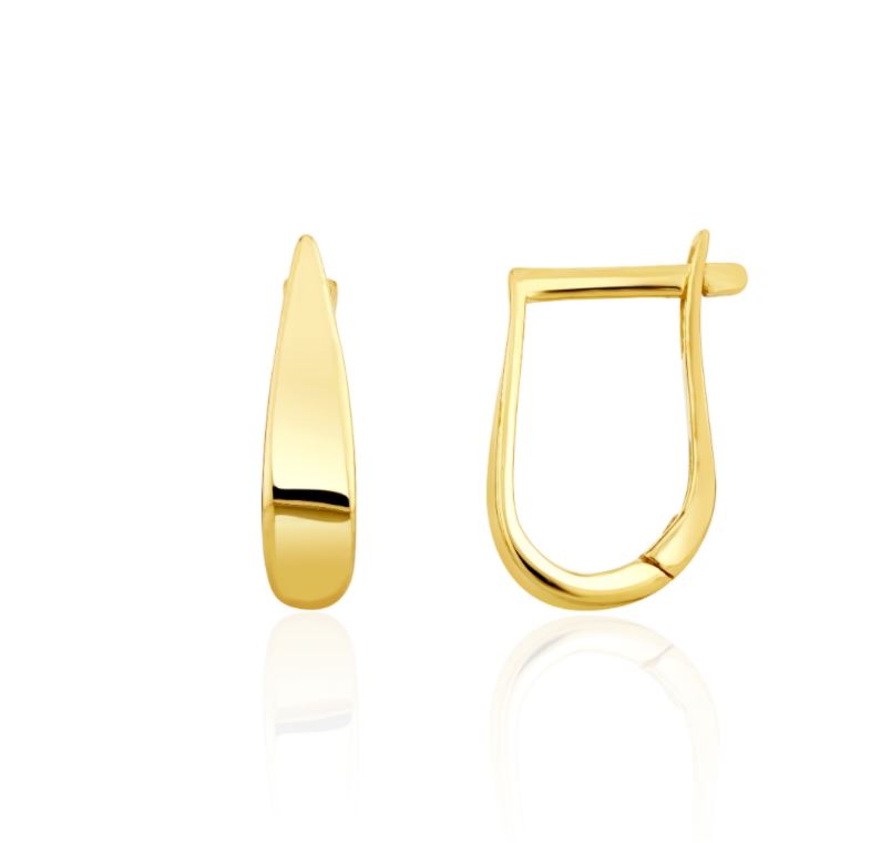 9ct Yellow Gold Polished Stirrup Hoop Earrings — 15x3.5mm