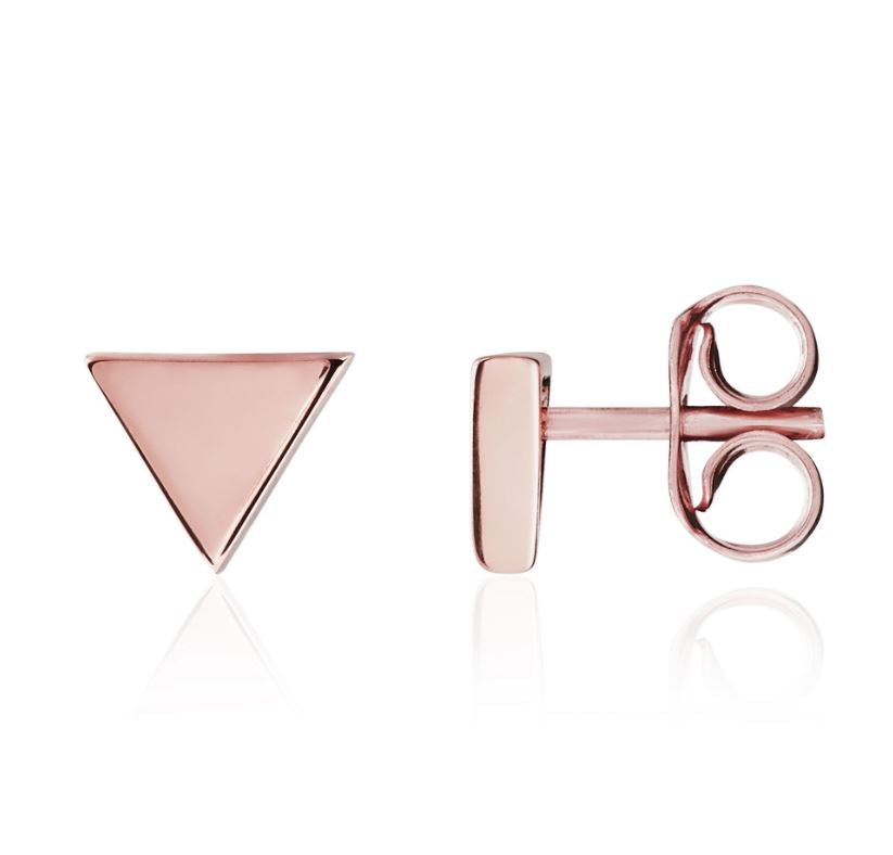 9ct Rose Gold Polished Triangle Stud Earrings — 6mm