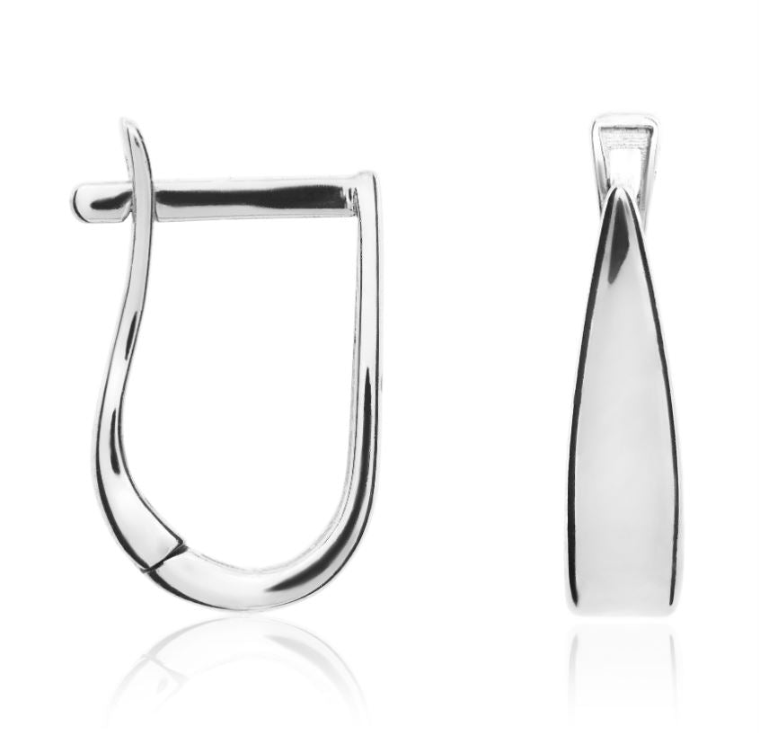 9ct White Gold Polished Stirrup Hoop Earrings – 15x4mm