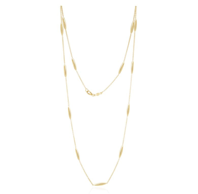 9ct Yellow Gold Polished Marquise Necklace — 24"/61cm