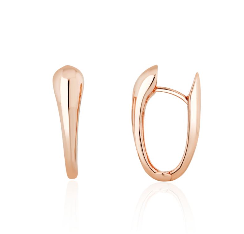 9ct Rose Gold Polished Elongated Huggie Hoop Earrings - 17x10mm