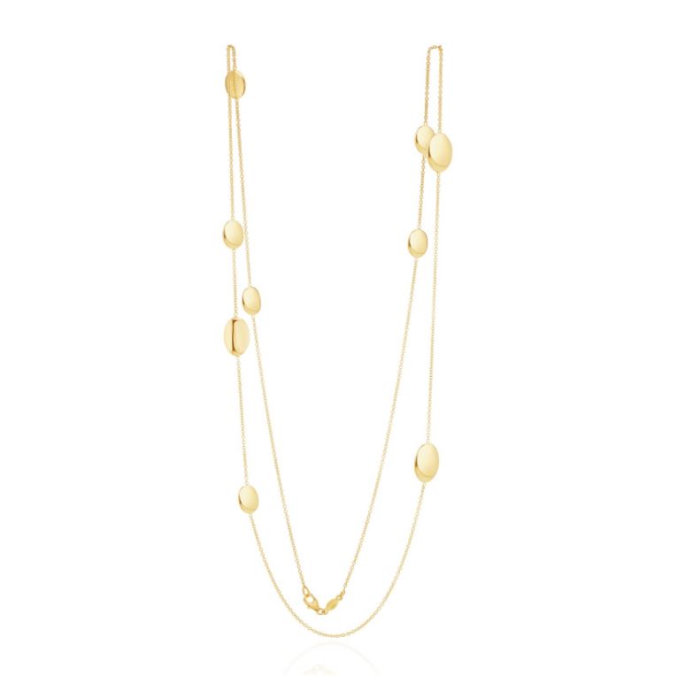 9ct Yellow Gold Polished Flat Oval Necklace — 32"/81cm