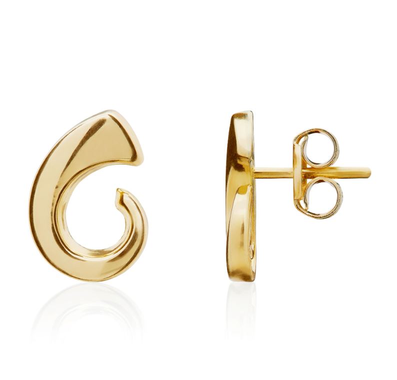 9ct Yellow Gold Tusk Stud Earrings - 10.5x7.5mm