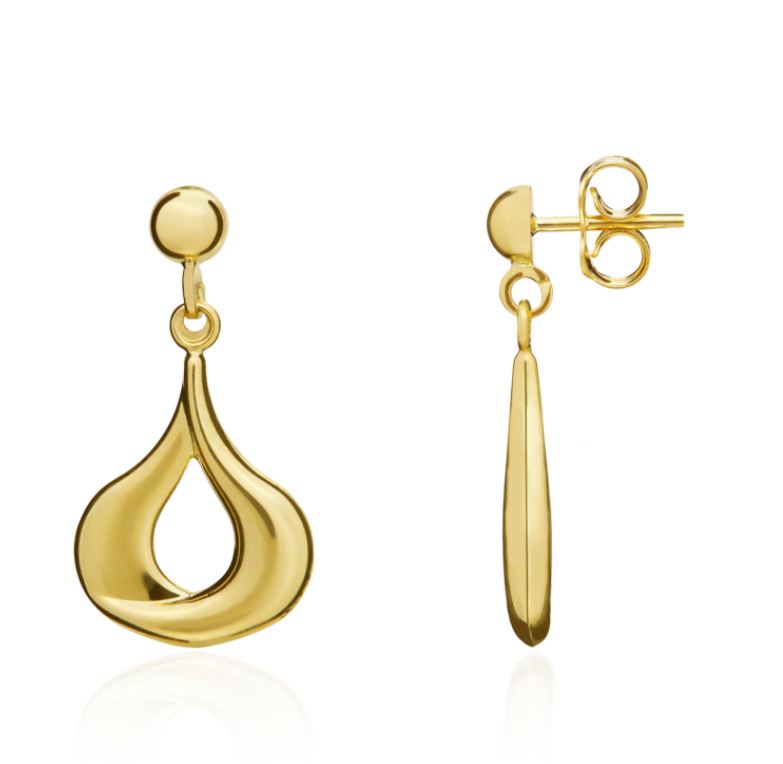 9ct Yellow Gold Wide Pear Drop Earrings