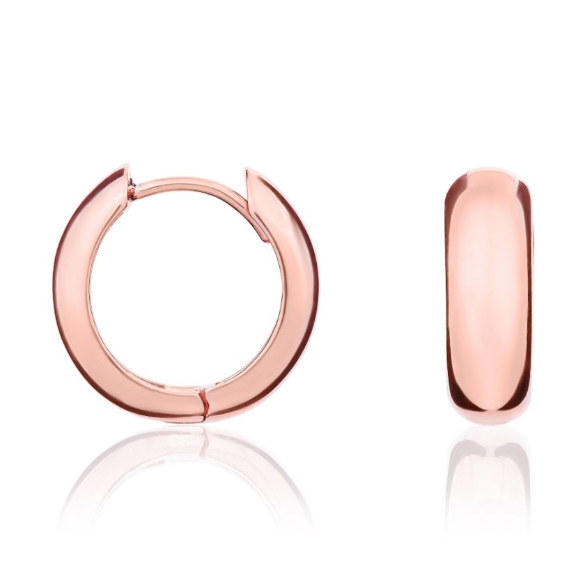 9ct Rose Gold Rounded Huggie Hoop Earrings – 15x5mm