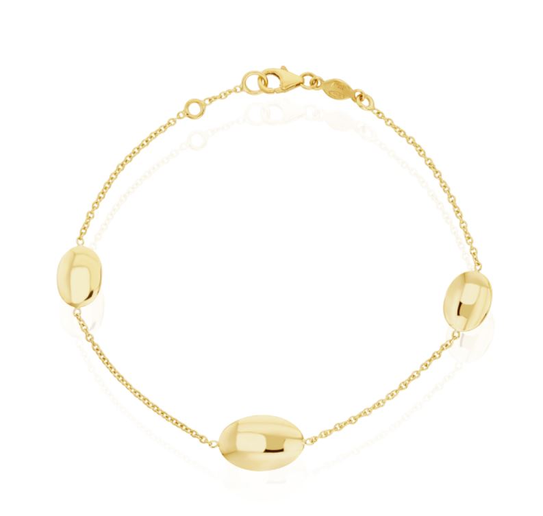 9ct Yellow Gold Polished Flat Oval Bracelet — 7.25"/18.4cm