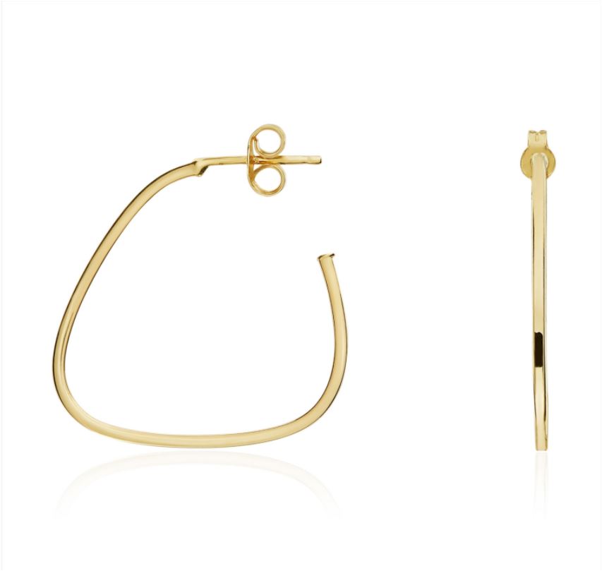 9ct Yellow Gold Triangular Hoop Earrings — 22x1.5mm