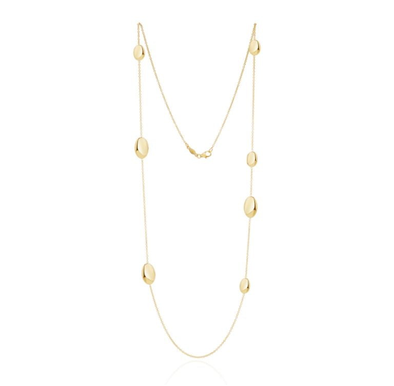 9ct Yellow Gold Polished Flat Oval Necklace — 24"/61cm