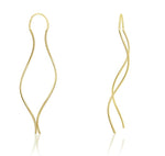 9ct Yellow Gold Ribbon Pull-Through Drop Earrings — 65mm