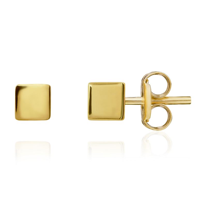 9ct Yellow Gold Polished Cube Stud Earrings - 4mm