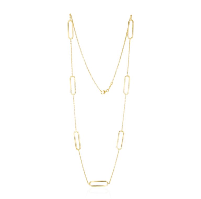 9ct Yellow Gold Polished Open Oval Necklace — 24"/61cm