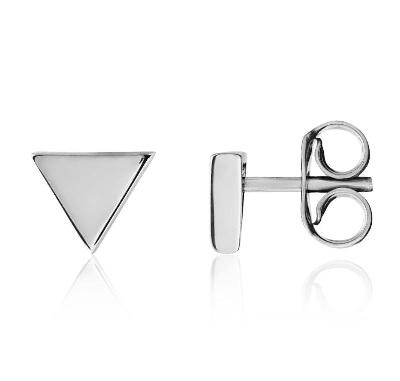 9ct White Gold Polished Inverted Triangle Stud Earrings — 6mm
