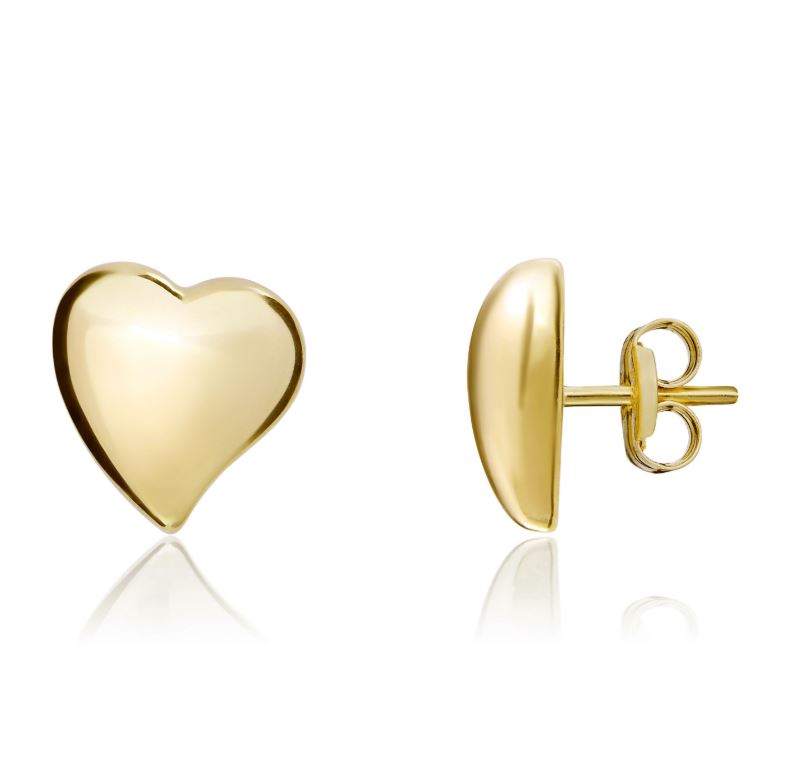 9ct Yellow Gold Polished Heart Stud Earrings - 6.5x6mm