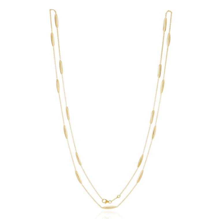9ct Yellow Gold Polished Marquise Necklace — 32"/81cm