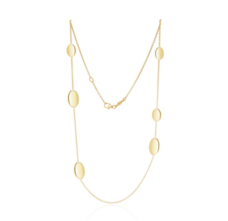9ct Yellow Gold Polished Flat Oval Necklace — 18"/45cm