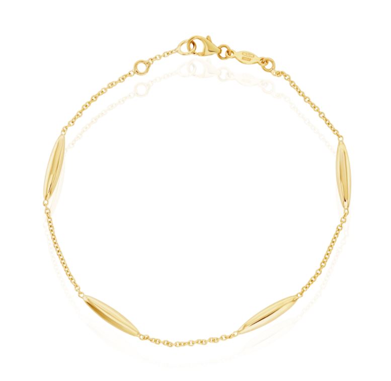 9ct Yellow Gold Polished Marquise Bracelet — 7.5"/19cm