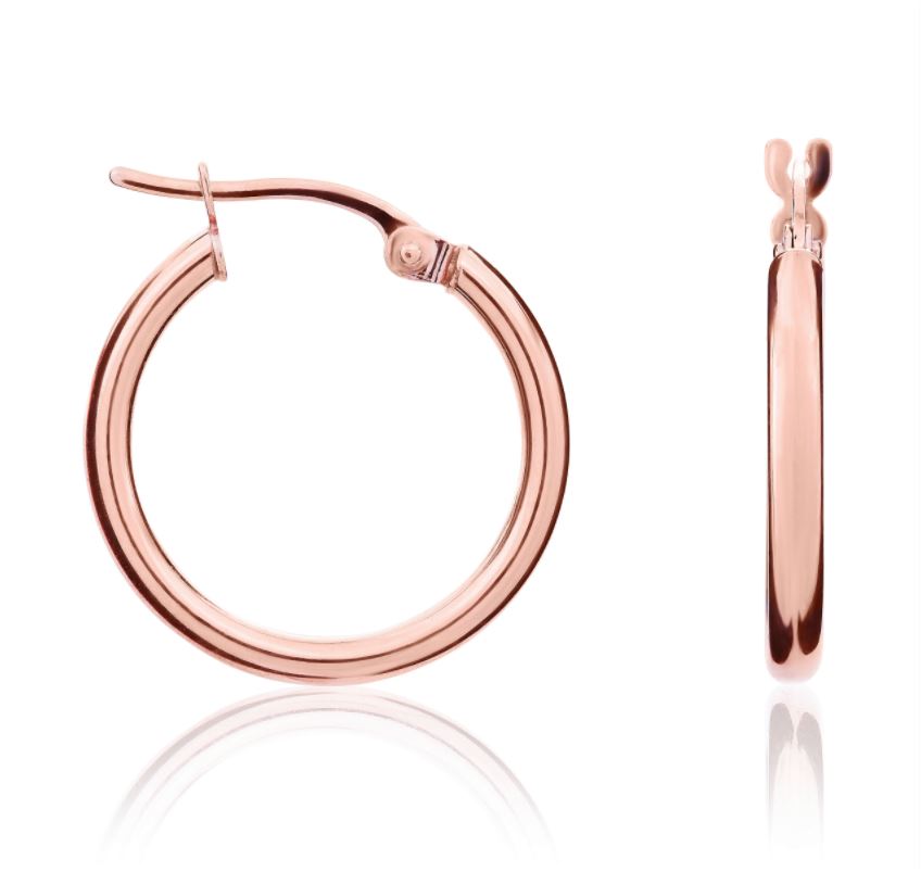 9ct Rose Gold Polished Tube Hoop Earrings – 19x2mm