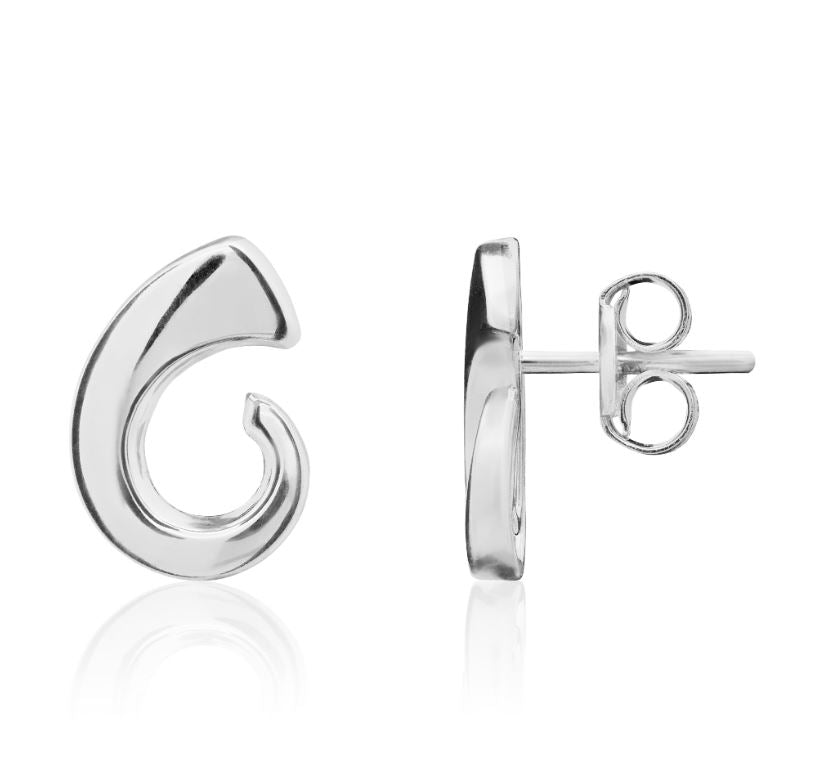 9ct White Gold Tusk Stud Earrings — 10.5 x 7.5mm