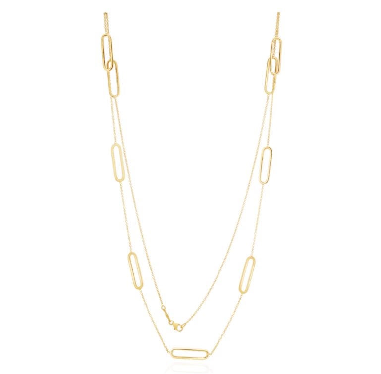 9ct Yellow Gold Polished Open Oval Necklace — 32"/81cm