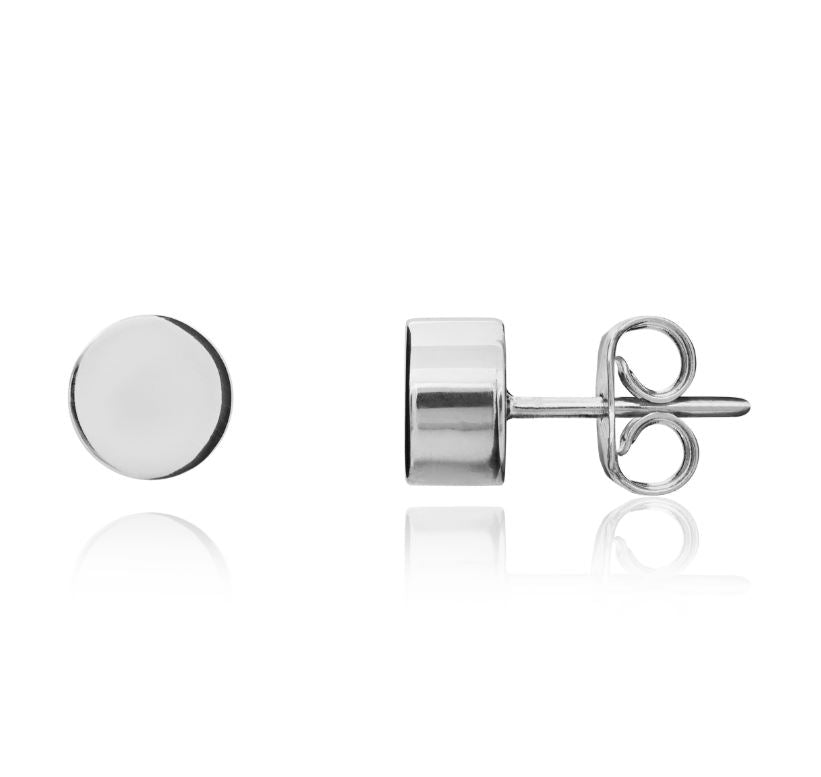 9CT White Gold Polished Circle Stud Earrings — 6mm