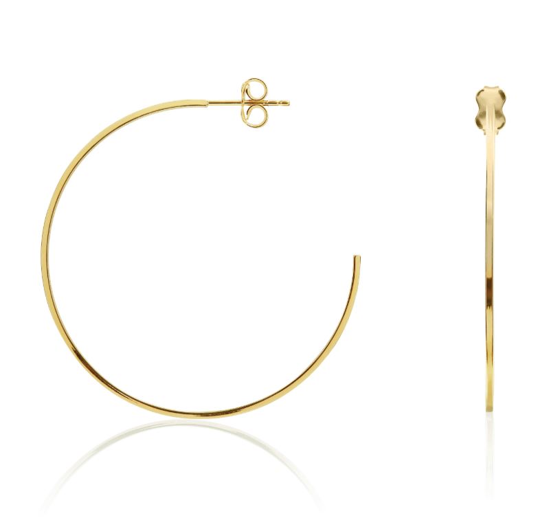 9ct Yellow Gold Square Tube Hoop Earrings with Peg & Scroll Fittings – 42x1mm