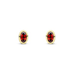9ct Yellow Gold Oval Natural Garnet Rubover Stud Earrings — 5x3mm
