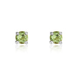 9ct White Gold Round Natural Peridot Claw Stud Earrings — 3mm