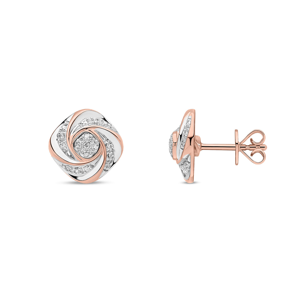 18ct Rose Gold Natural Diamond Twist Stud Earrings