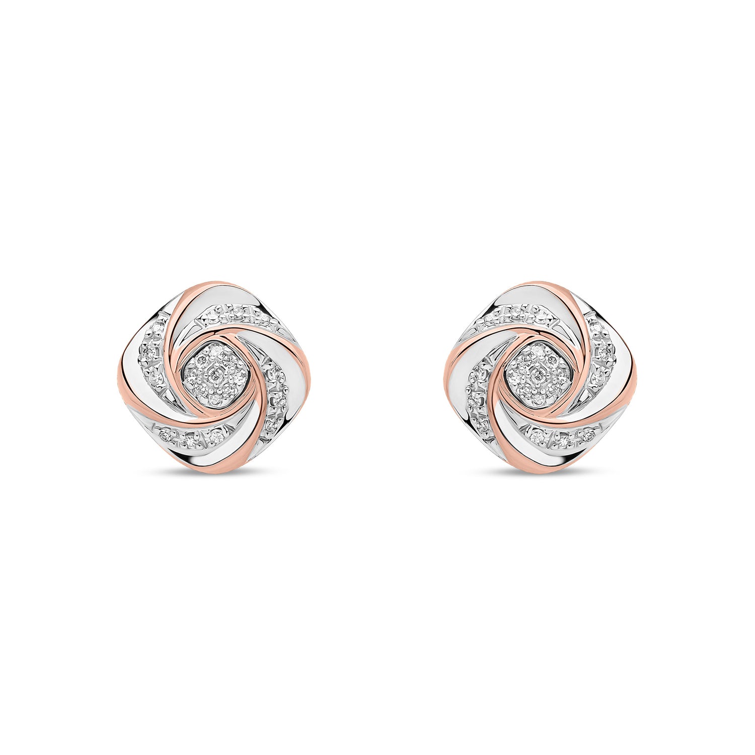 18ct Rose Gold Natural Diamond Twist Stud Earrings