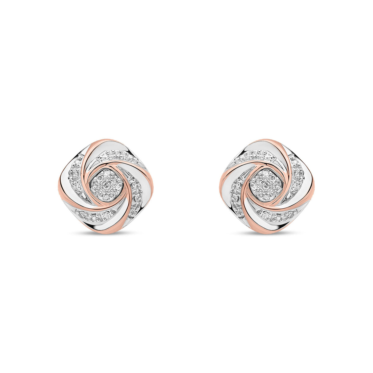 18ct Rose Gold Natural Diamond Twist Stud Earrings