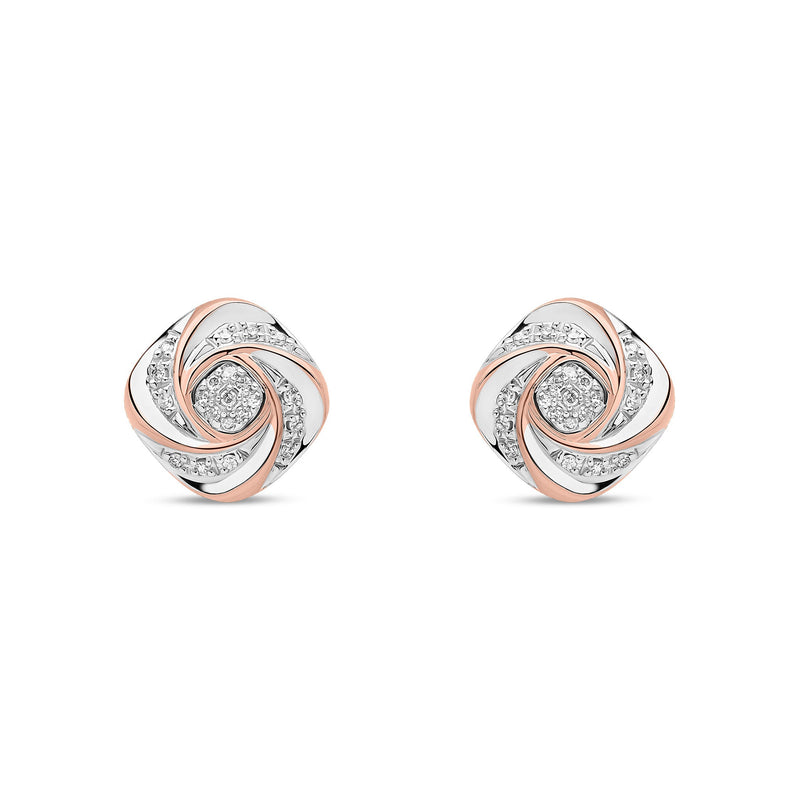 18ct Rose Gold Natural Diamond Twist Stud Earrings